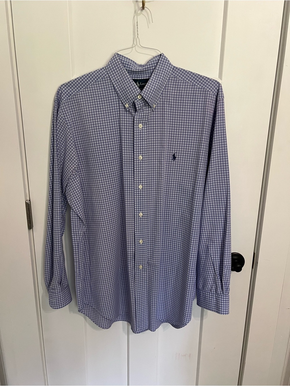 Ralph Lauren Light Blue Gingham Button-Down Dress Shirt
